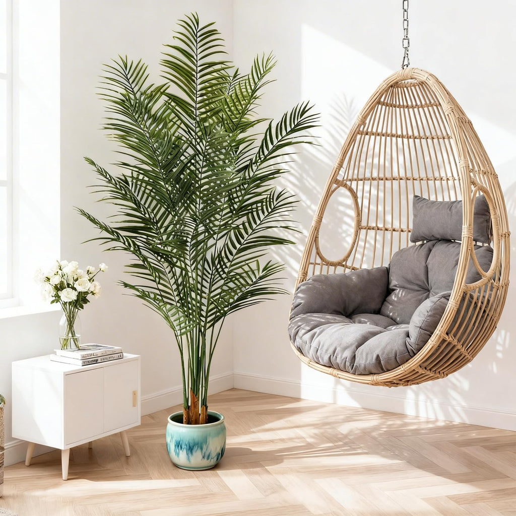 6.5ft Artificial Palm Tree Outdoor, Large Fake Tropical Areca Palm with 18 Trunks, Tall Faux Floor Plants for Indoor