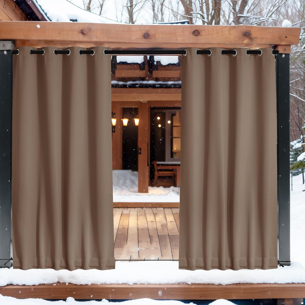 2 Panels Windproof Outdoor Curtains Waterproof W52xL84 | Thermal Insulated Gazebo Curtains UV Block & Weatherproof