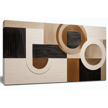 Brown Abstract Wall Art Large Black Boho Geometric Modern Minimalist Canvas Prints Artwork Office Kitchen Ready to