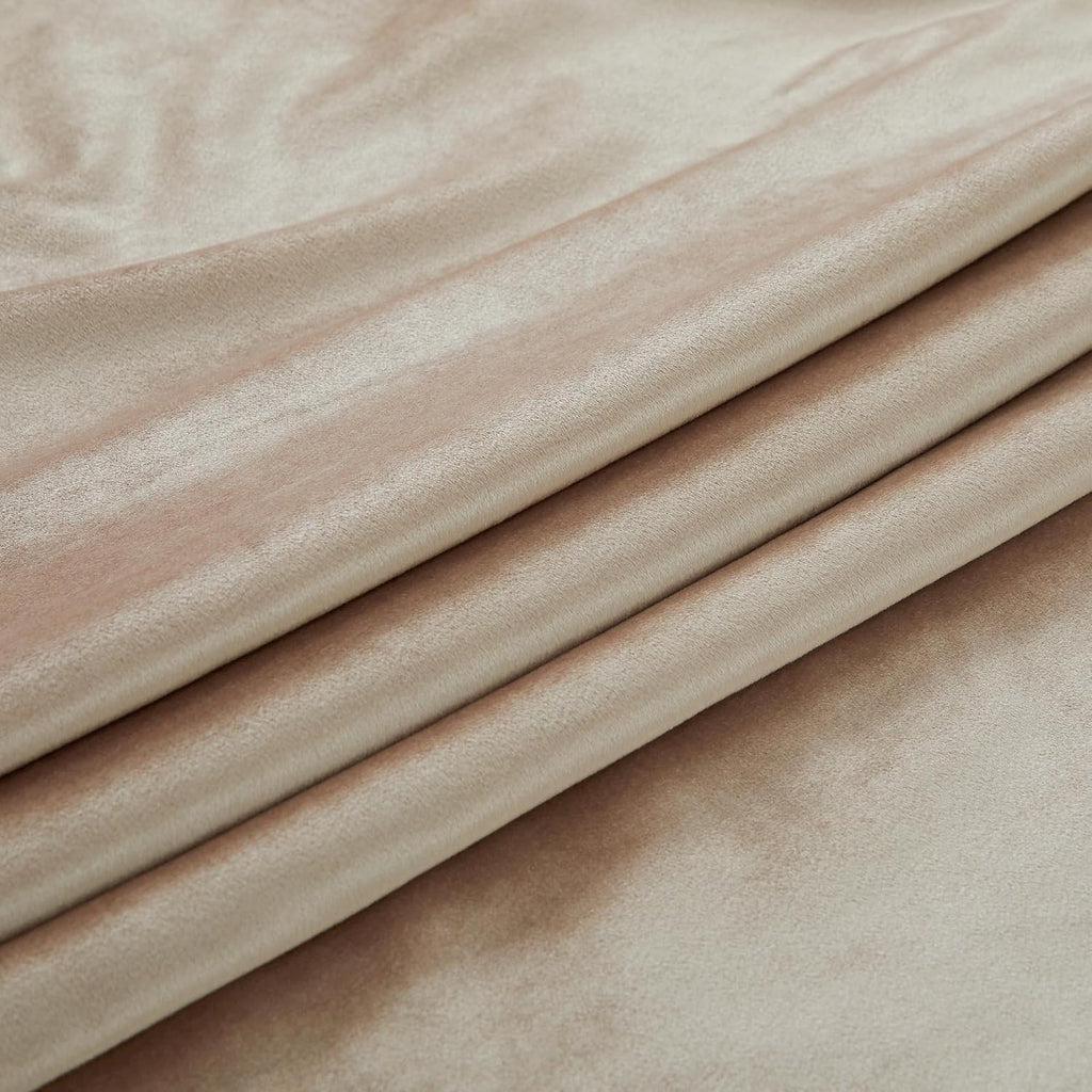 Champagne Polyester Velvet Curtains 96 inch Long,Set of 2 Panels Blackout Rod Pocket Back Tab Window Treatment Room