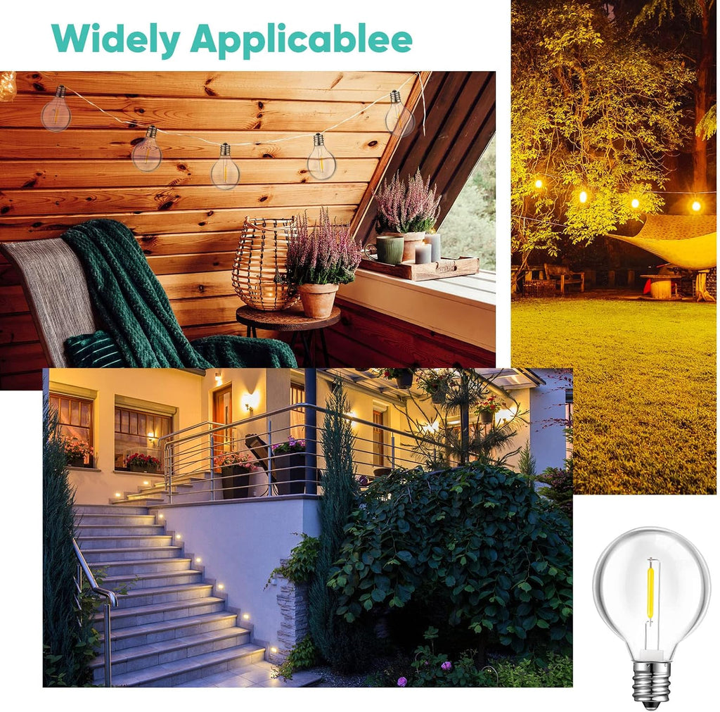G40 LED Light Bulbs Replacement 1w Globe Bulbs Outdoor LED Light Lamp Fits C7 and E12 Candelabra Screw Base