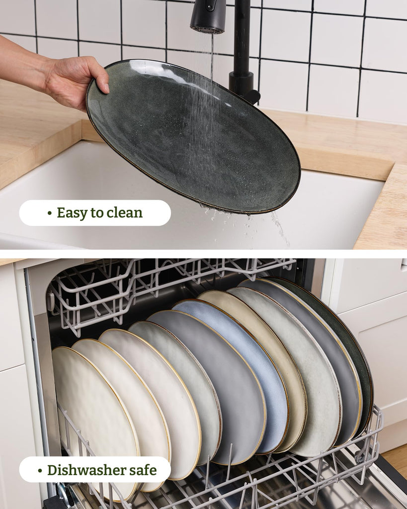 Serving Platters Set of 3 Sizes - Oval, Deep Forest