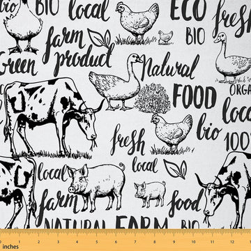 Farm Animal Milk Cow Upholstery Fabric 5 Yards Soft