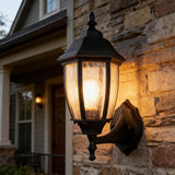 Outdoor Wall Lantern, 14 Inch Porch Light Fixtures with Seed Glass Shades, Waterproof Exterior Wall Lights