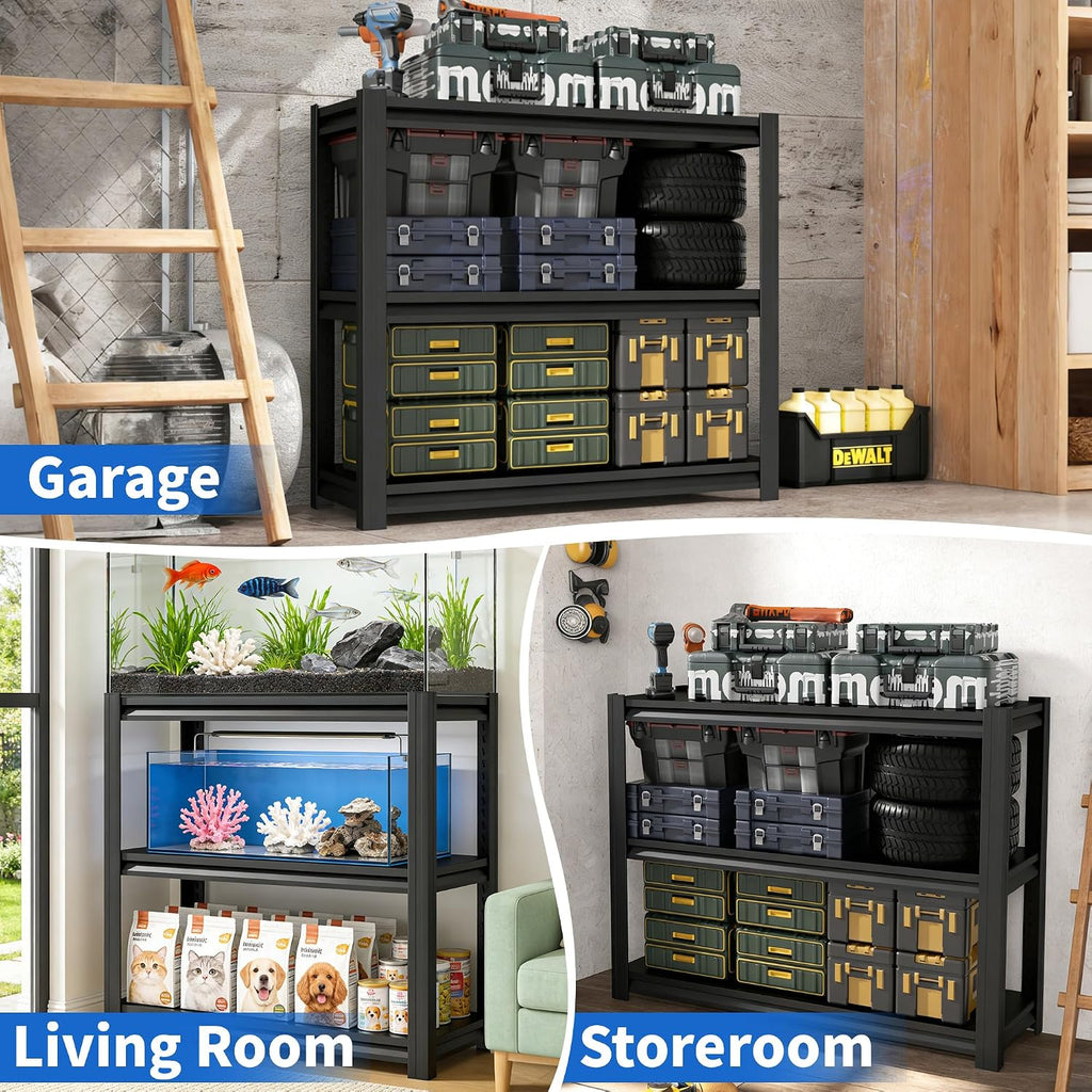 40 Gallon Fish Tank Stand, Metal Aquarium Stand, Adjustable Heavy Duty Garage Storage Shelving Rack, 3-Tier Fish Tank