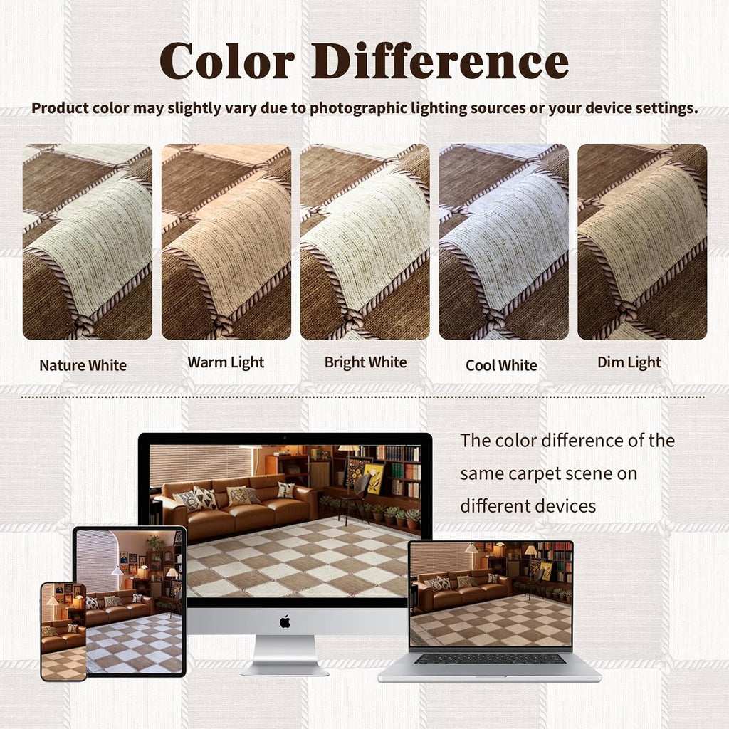 Checkered Area Rugs, Washable Large Bedroom Rug