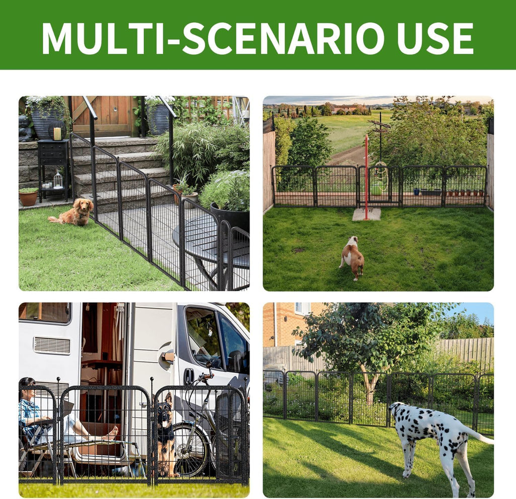Decorative Garden Metal Fence 36ft (L)×40in (H) with 14 Panels 2 Gate Outdoor, No Dig Rustproof Wire, Animal Barrier