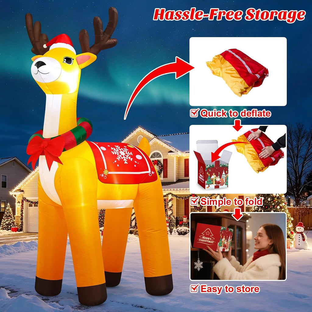 10 FT Giant Christmas Inflatables Reindeer Outdoor Decorations