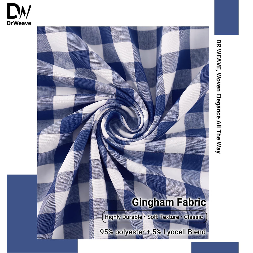 Gingham Fabric by the Yard 3 Yard x 94'' Wide Blue Poly Plaid