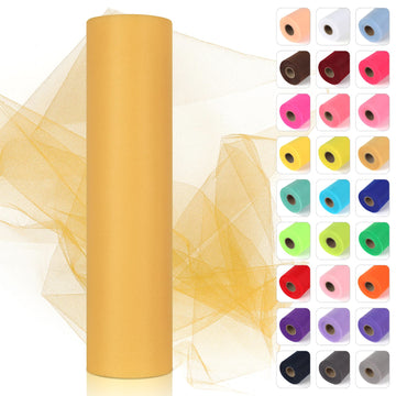 Gold Tulle Fabric Roll 12" x 50Yards Tulle Ribbon for Wedding Graduation