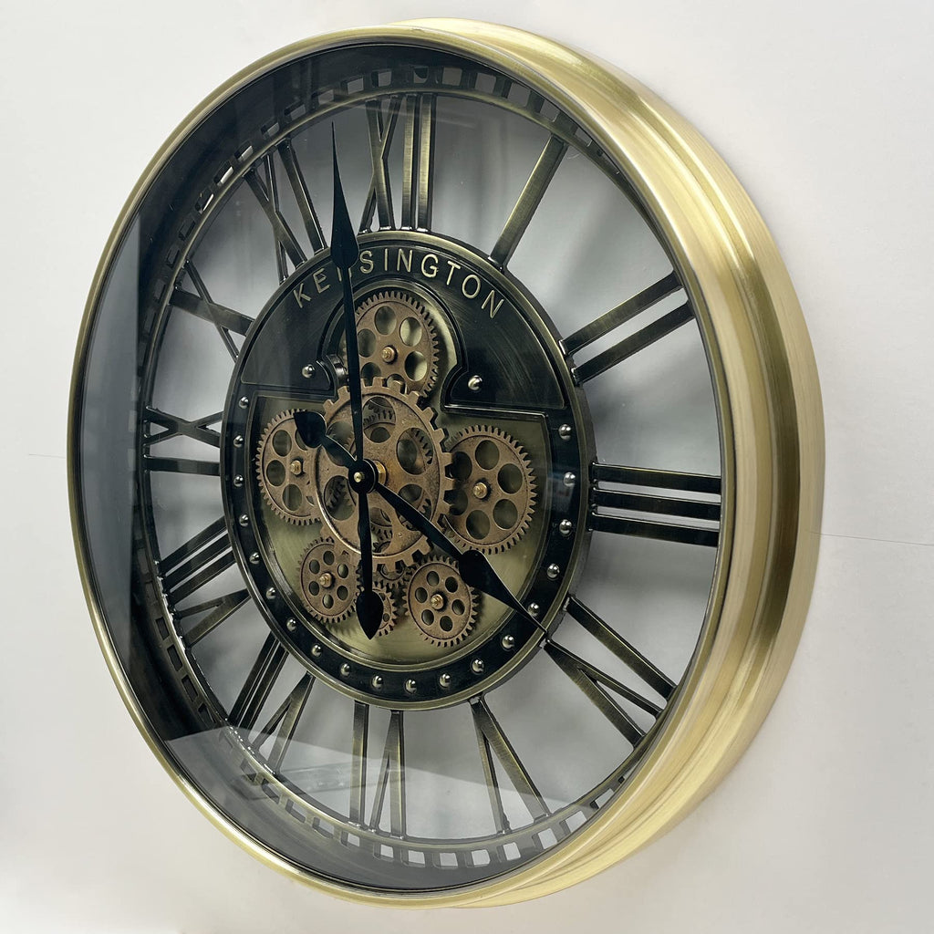 Real Moving Gears Wall Clock Large Modern Metal Clocks Decor, Industrial Steampunk Unique Vintage Rustic Decorative