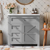 Bathroom Vanity with 30" Sink, Modern Wood Pedestal Bathroom Spacious Storage Space Cabinet with Drawer, Gray A133-B0FG1SRYWV