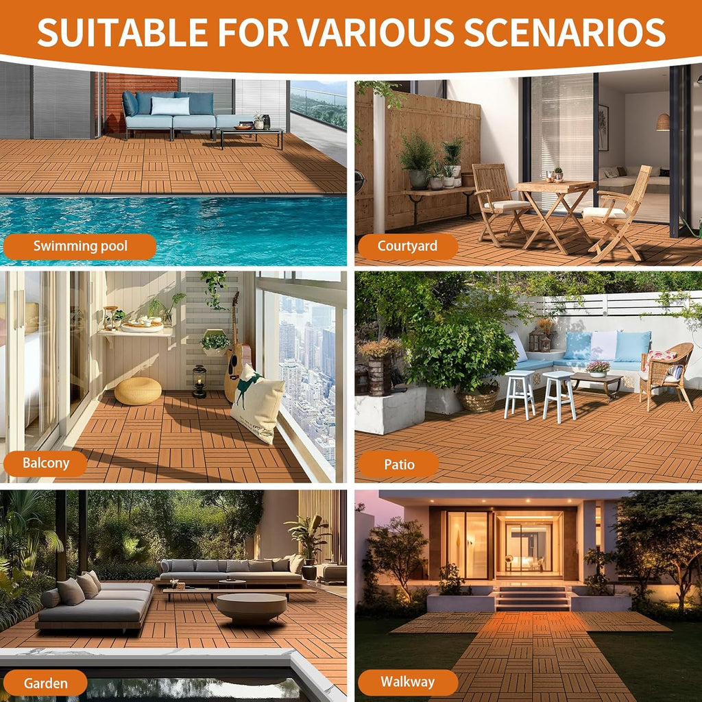 Polymer Composite Interlocking Deck Tiles Outdoor,12x12 Thick Composite Patio Floor Tiles Decking Boards for All