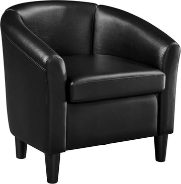 Faux Leather Club Chair, Modern Accent Chair, Black