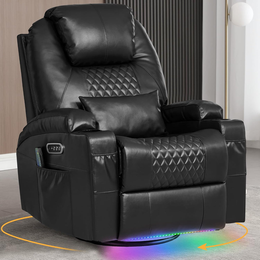 Power Swivel Rocker Recliner with Dual Motor, 240° Electric Glider Recliner with Heat & Massage, Rocking Chair