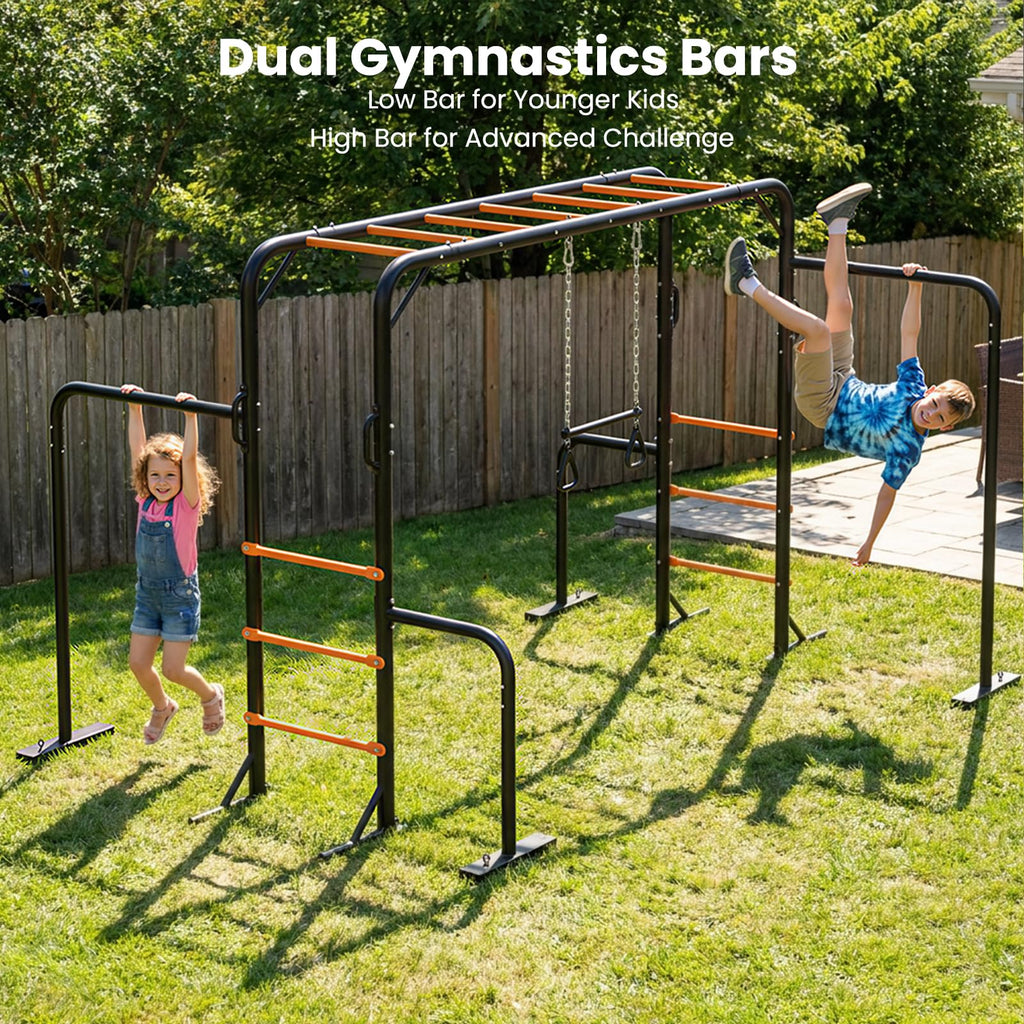 Heavy Duty Monkey Bars for Kids Backyard with Gym Bars & Swing