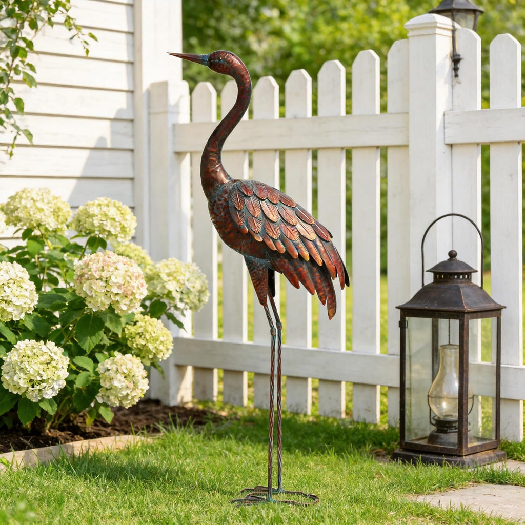 Outdoor Garden Crane Statues and Sculptures Metal Yard Art Statue for Garden Decoration Large Size