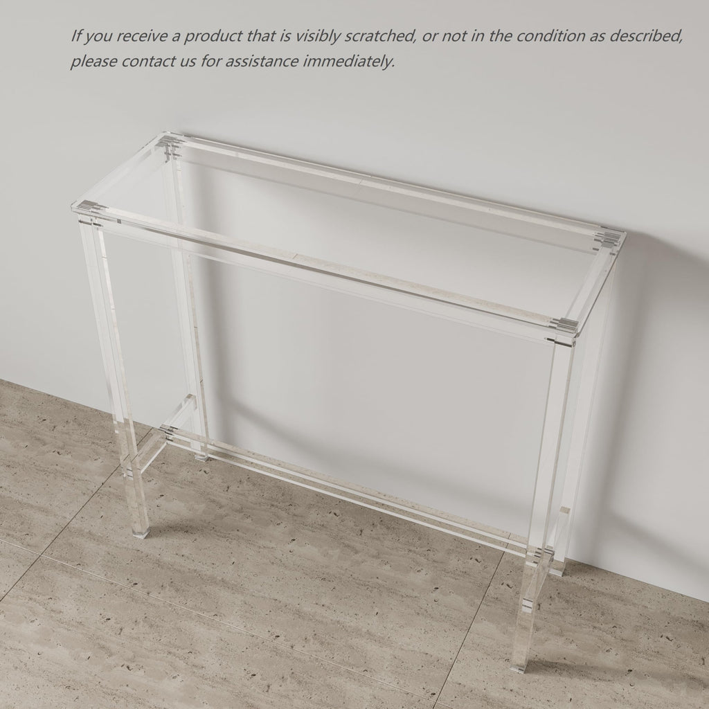 Acrylic Counter Height Table - 39" Clear Bar Table Rectangular High Top Pub Table Kitchen & Dining & Living Room