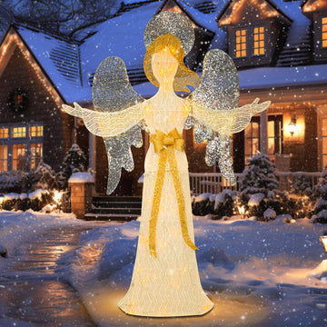4 FT Lighted Christmas Angel, 3D Pre‐Lit Outdoor Yard Decor
