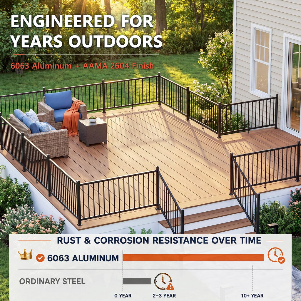 36 in. H x 12 ft. W Modular Aluminum Deck Railing Kits with Post