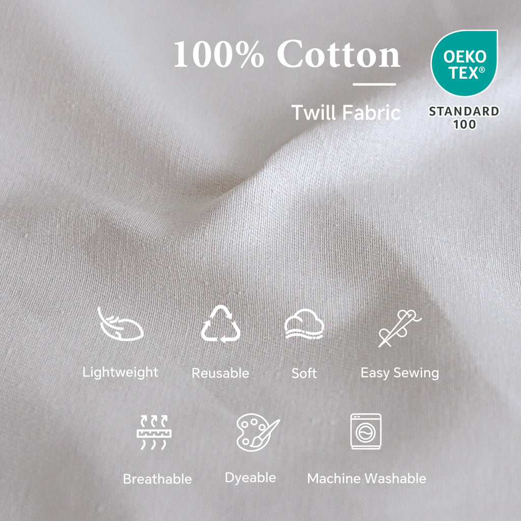 100% Cotton Twill Fabric 5oz 57" Wide by The Yard, 1 Yard Beige, Medium Weight Durable Wear-Resistant Canvas for