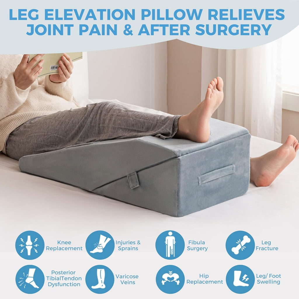 Adjustable Knee Wedge Pillow for Sleeping, Orthopedic Leg Elevation Pillow with Foam, Leg Pillow for Side Sleepers