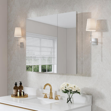 36" x 30" Rectangle Medicine Cabinet Mirror, Surface Mount or Recessed Medicine Cabinet with Tempered Mirror