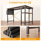 L Shaped Desk, 55" Computer Table with Reversible Storage Shelves Home Office Corner Study Writing Gaming, Brown