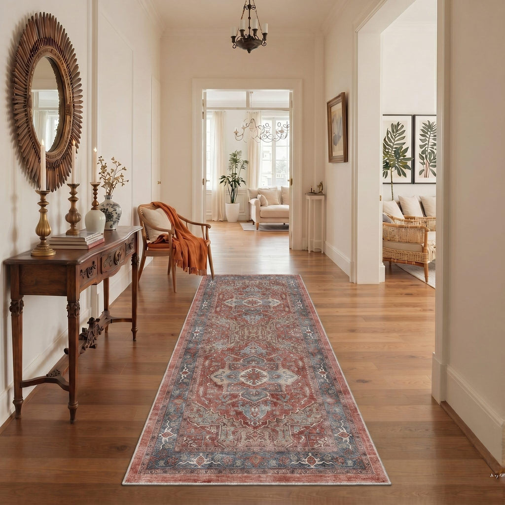 Area Rug, Washable Boho Medallion Non Slip Thin