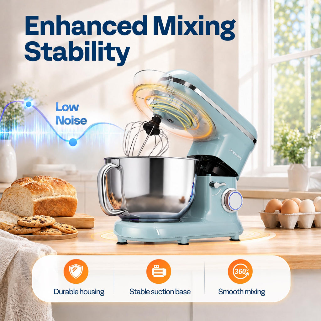 Stand Mixer, 6-Quart Tilt-Head Kitchen Mixer with Bowl, Blue