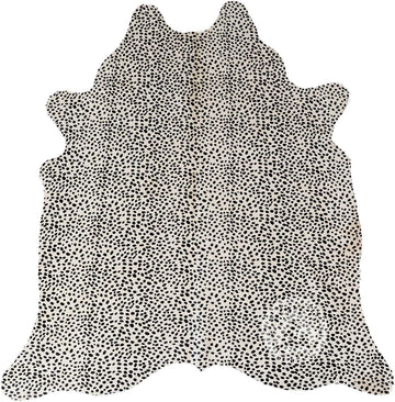100% Genuine Printed Jaguar on Off White Cowhide Rug - Modern Style Brazilian Animal Skin Rug & Floor Carpet & More