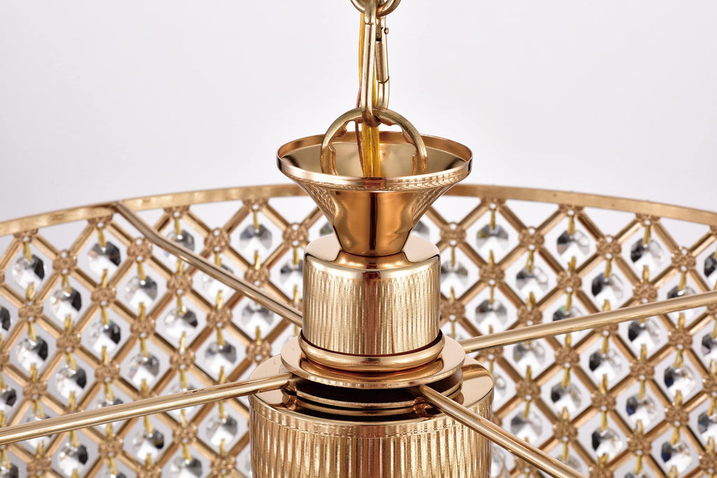 Marya 4-Light Round Crystal Chandelier Ceiling Fixture | Beaded Drum Shade (Gold)