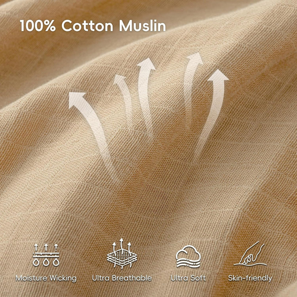 4 Pack Baby Muslin Swaddle Blankets 47" x 47", 100% Cotton Swaddle Wrap for Boys Girls, Ultra Soft Breathable