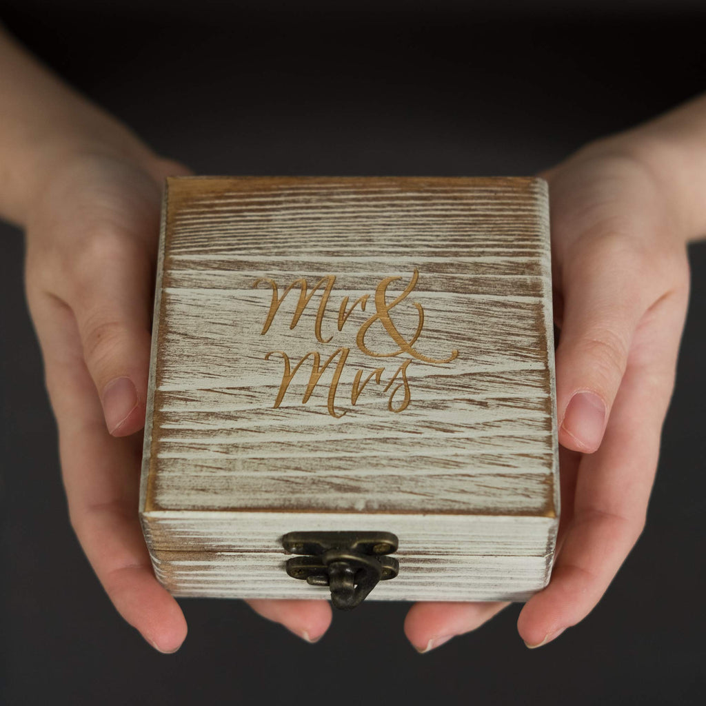 Wood Ring Box for Wedding Ceremony Rustic Vintage Ring Bearer Box, Unique Engagement Ring Holder Boxes for Marriage
