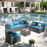 Aoxun Patio Furniture Set, 7 Piece Outdoor Sectional Sofas with Waterproof Cover