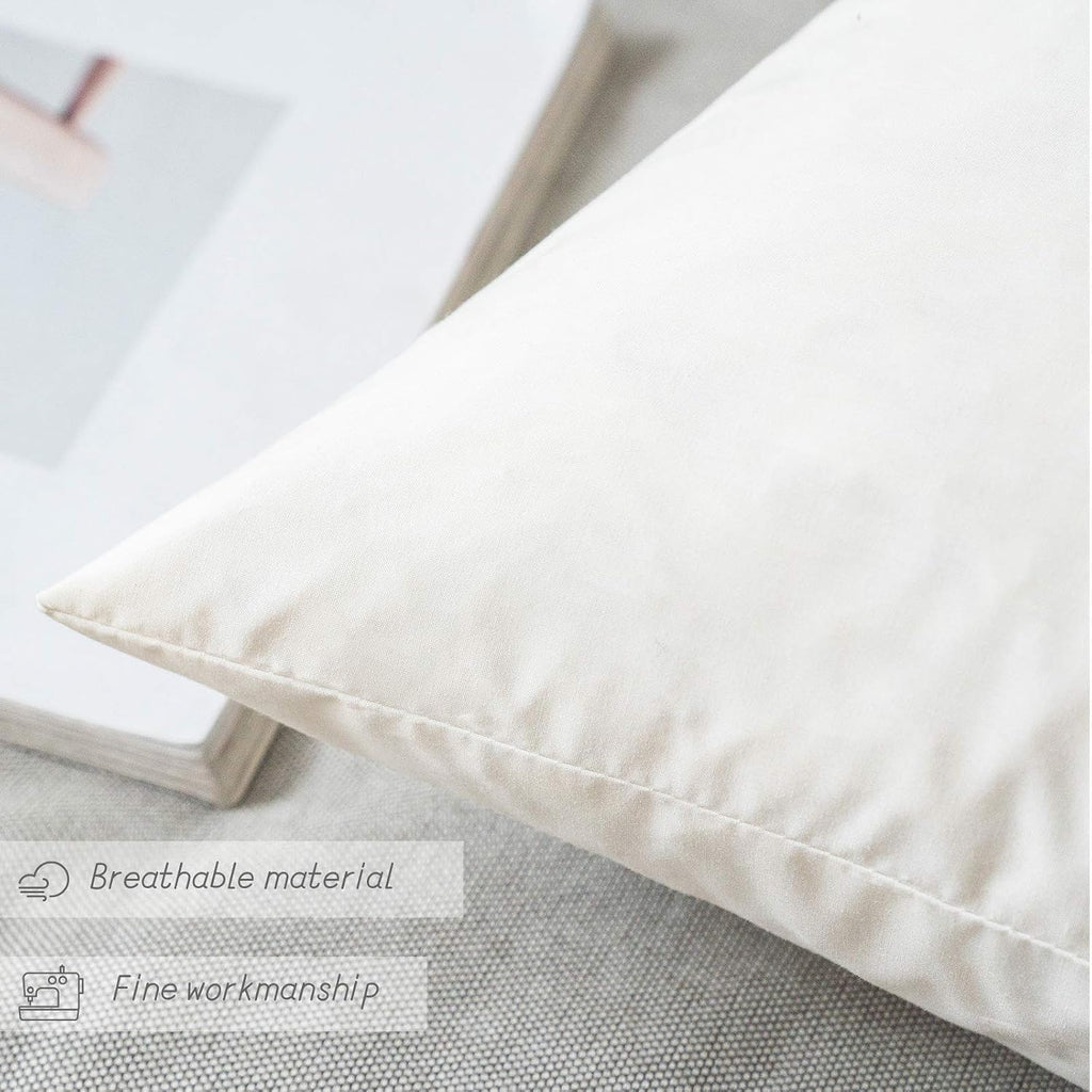 22x22 Pillow Inserts 2 Pack, Feather Down with Cotton Fabric Pillows - Set of 2
