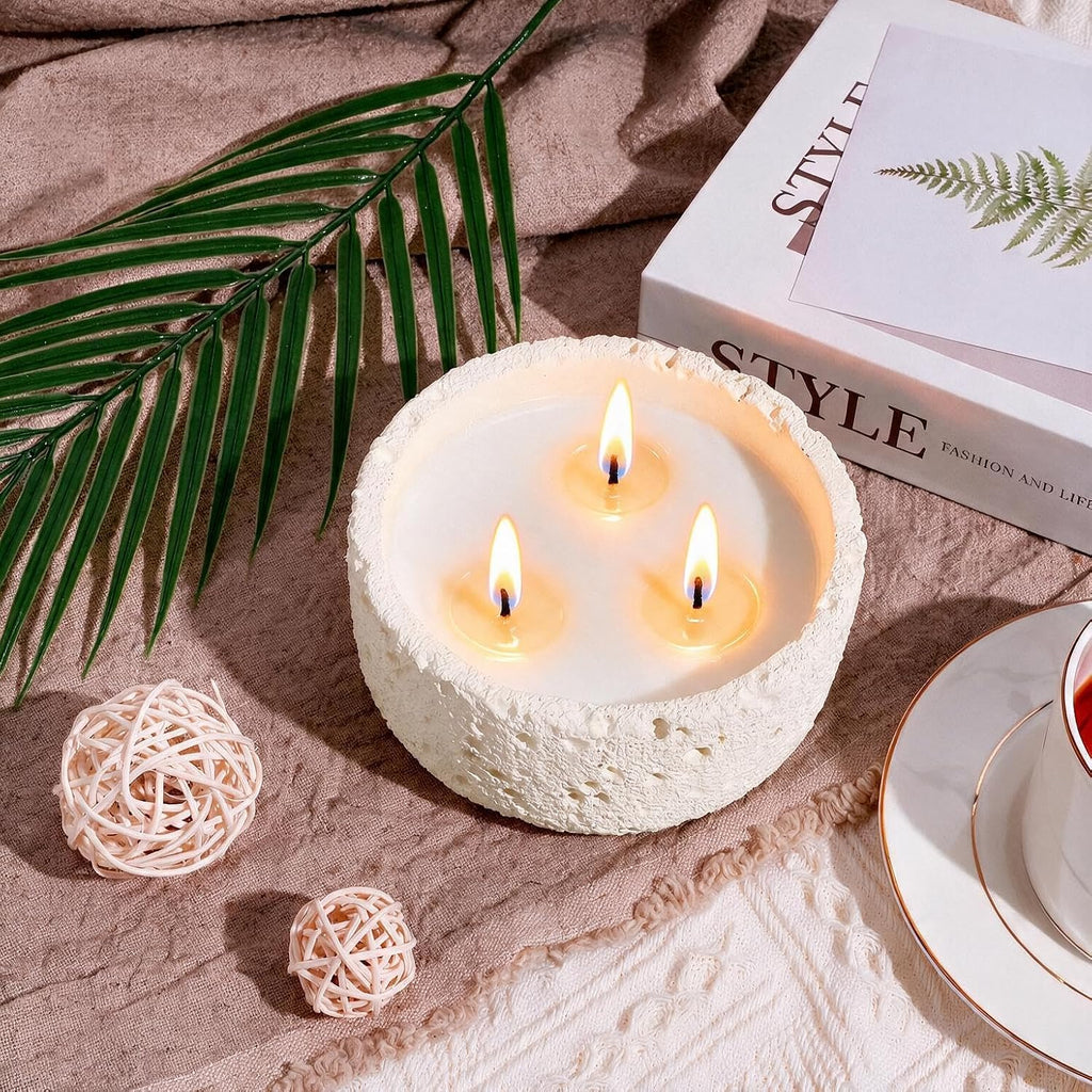 20oz Large Scented Candle - Vanilla Dreamscape, 3 Wick Non Toxic Soy Candles for Women, Matte Ivory White Ceramic Jar