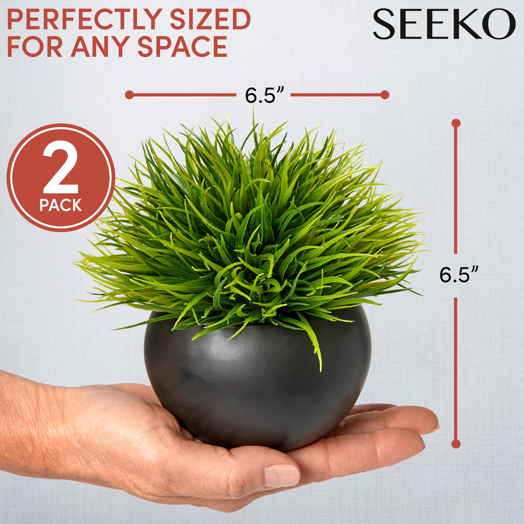 Small Fake Plants 2 Pack Black Pots Shelf Decor