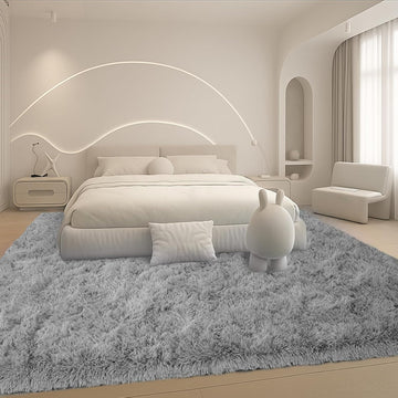 8x10 Area Rugs Living Room, Gray Plush Fluffy Bedroom Rugs, Non-Slip Upgraded Indoor Thick Soft Rug, Modern Plush