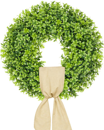 20 Inch Boxwood Wreaths for Front Door, Artificial Spring Wreath for Wall Farmhouse Wedding Porch Green Wreath with