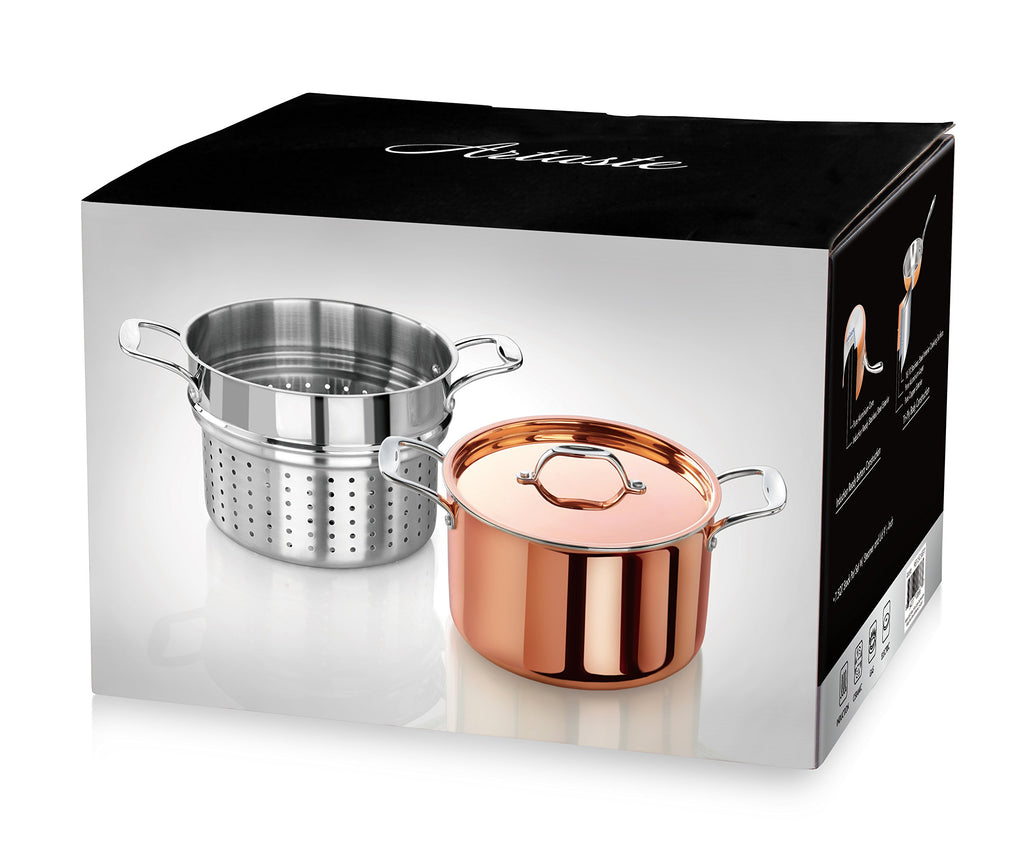 Rain Copper Clad Cookware (7.5 QT Stock Pot + Steamer)