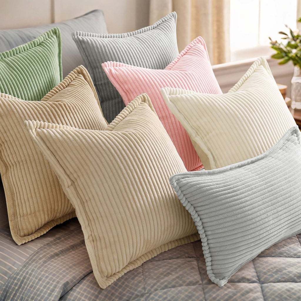 Fall Corduroy Pink Throw Pillow Covers 20x20 Set of 2