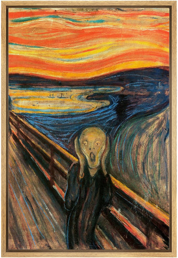 Framed Canvas Print Wall Art The Scream by Edvard Munch People Historic Illustrations Fine Art Traditional Scenic