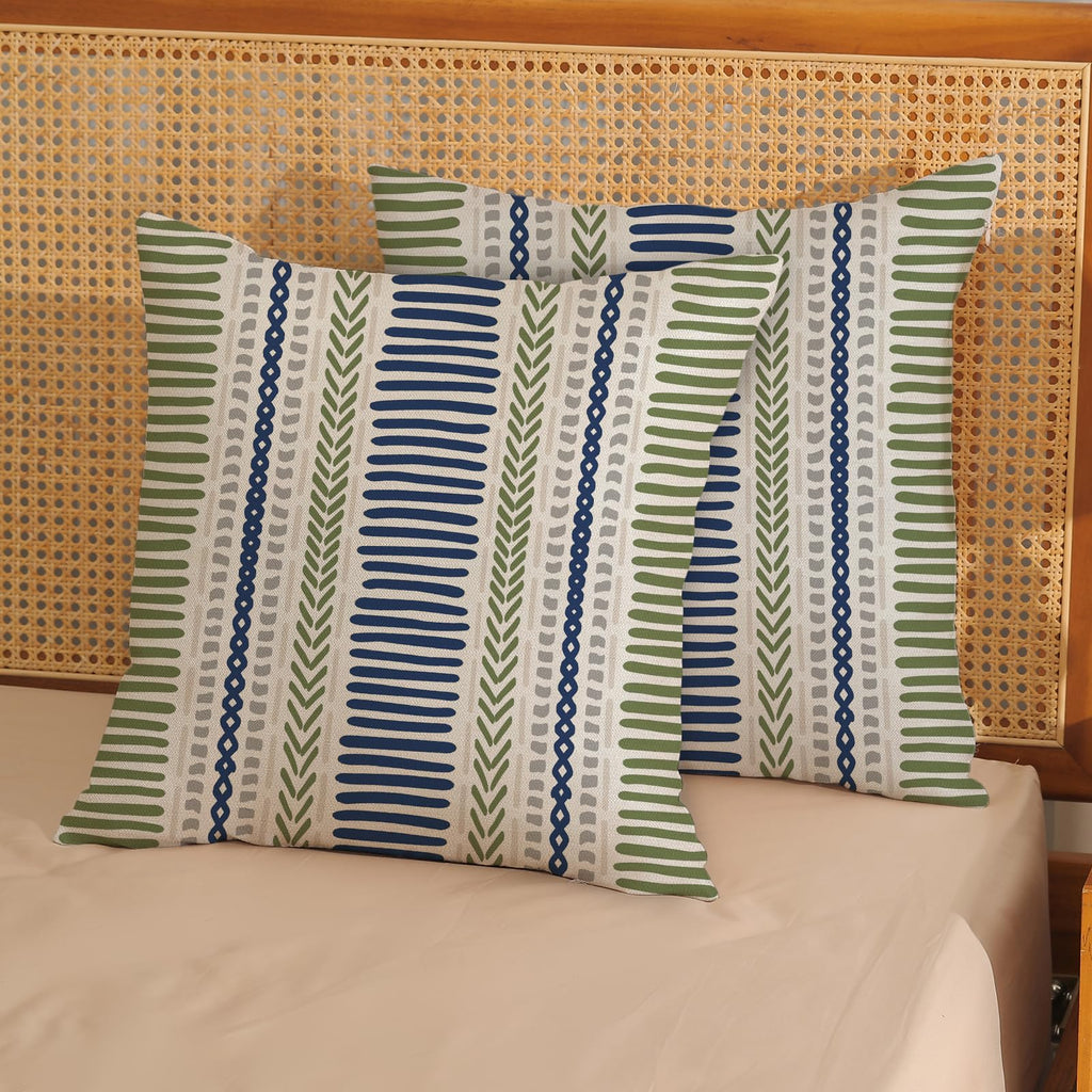 Sage Green Pillow Covers 24x24 Inch 2 Pcs Boho Navy Blue Grey Polka Dots Stripe Decor Throw Pillows Modern Geometric