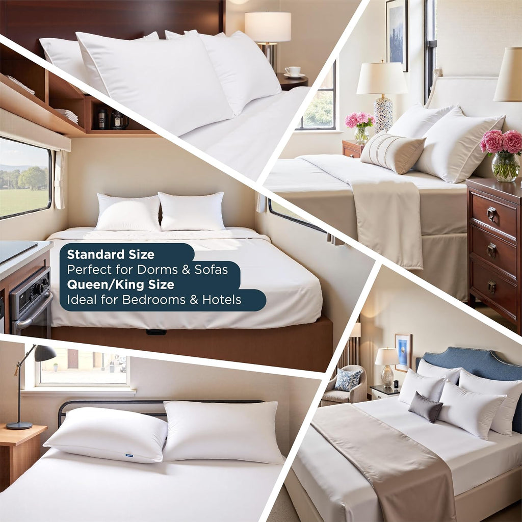 Pillows Queen Size Set of 2 - Hotel Collection Bed Pillows for Sleeping, with Down Alternative Filling, Soft Support