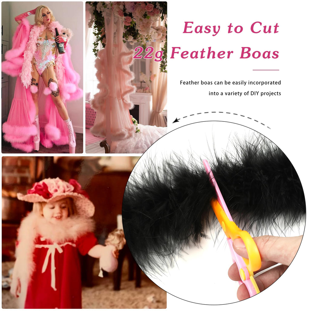 Light Pink 22G Marabou Feather Boa,2 Yards Boa for Crafting