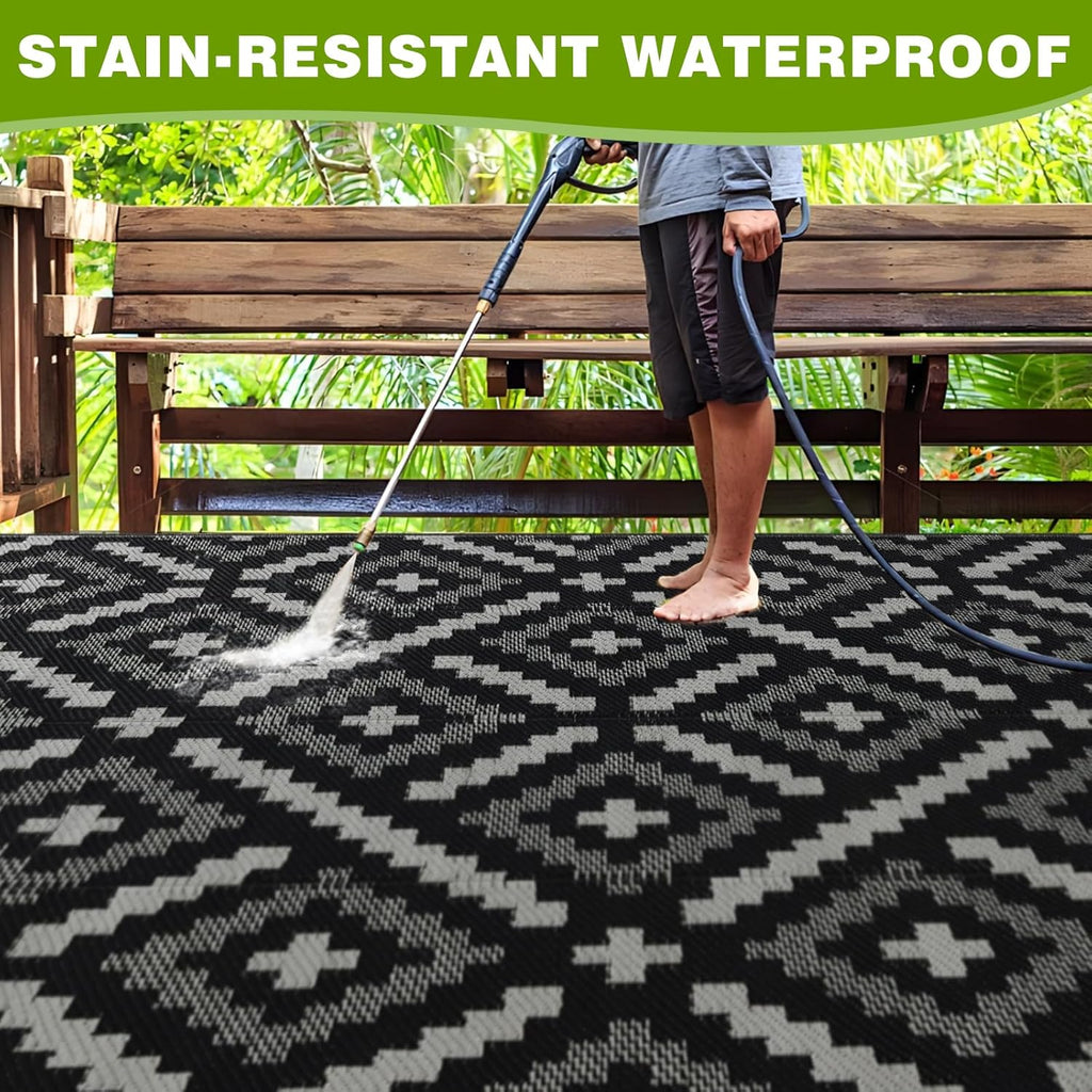 Outdoor Rug Waterproof, Reversible Outdoor Plastic Straw Rug