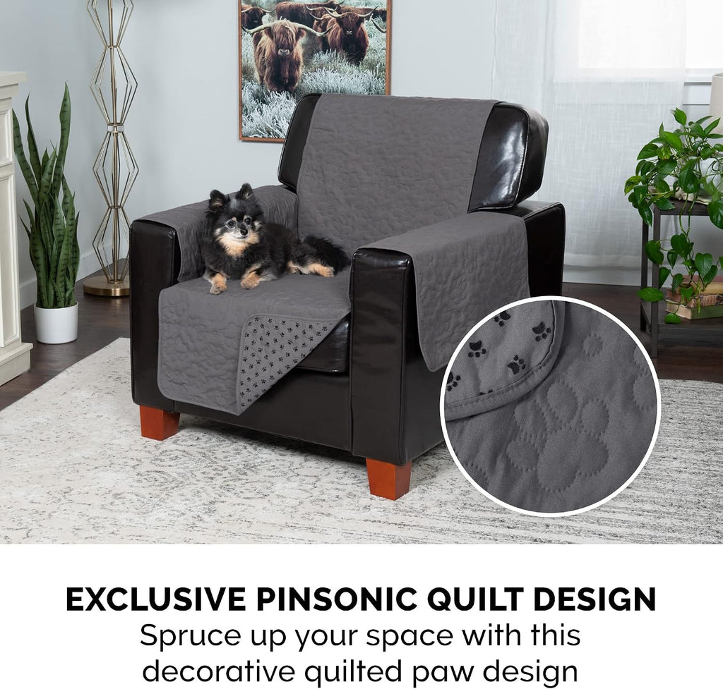 Waterproof & Non-Slip Chair Cover Protector for Dogs, Cats, & Children - Quilted Paw Print Living Room Furniture