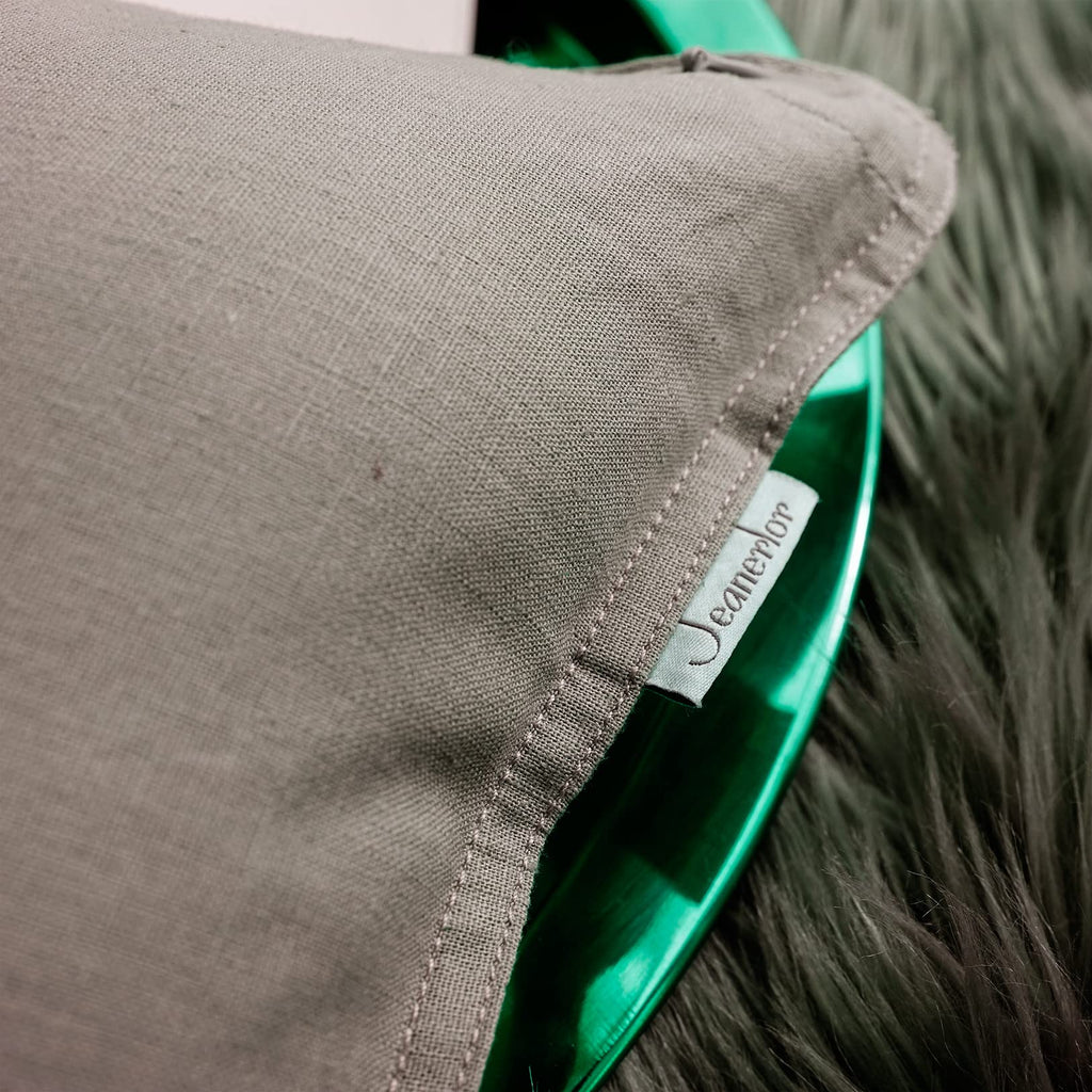 18"x18" Solid Cotton Linen Decoration Throw Pillow Case with Zipper Euro Sham Cushion Case Cool Pillow Cover Delicate