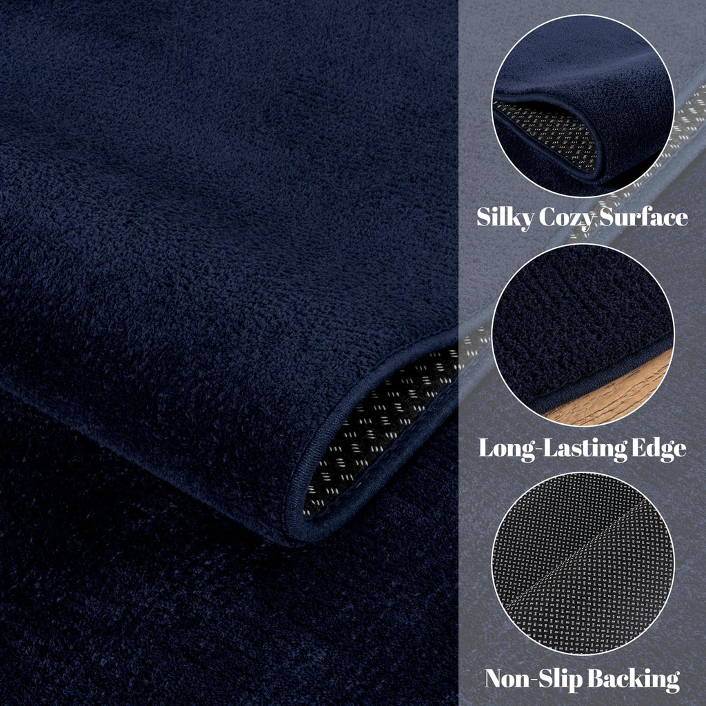 Navy Blue Runner Rug, Modern Non Slip Kitchen Runner